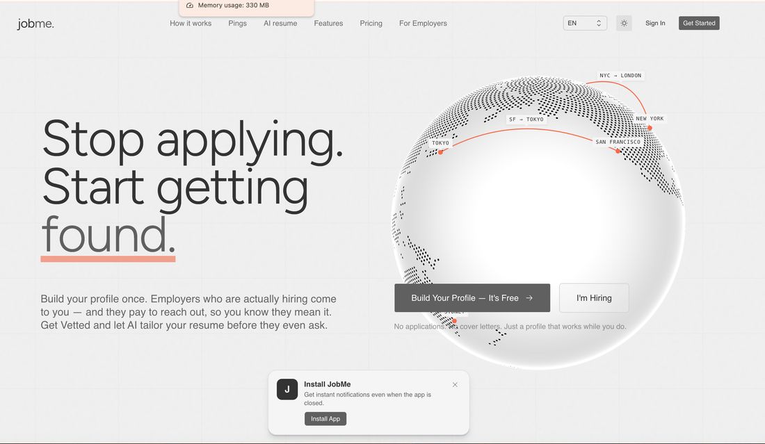 Jobme landing screen