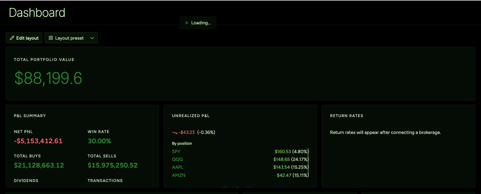 Perkfolio: Dashboard